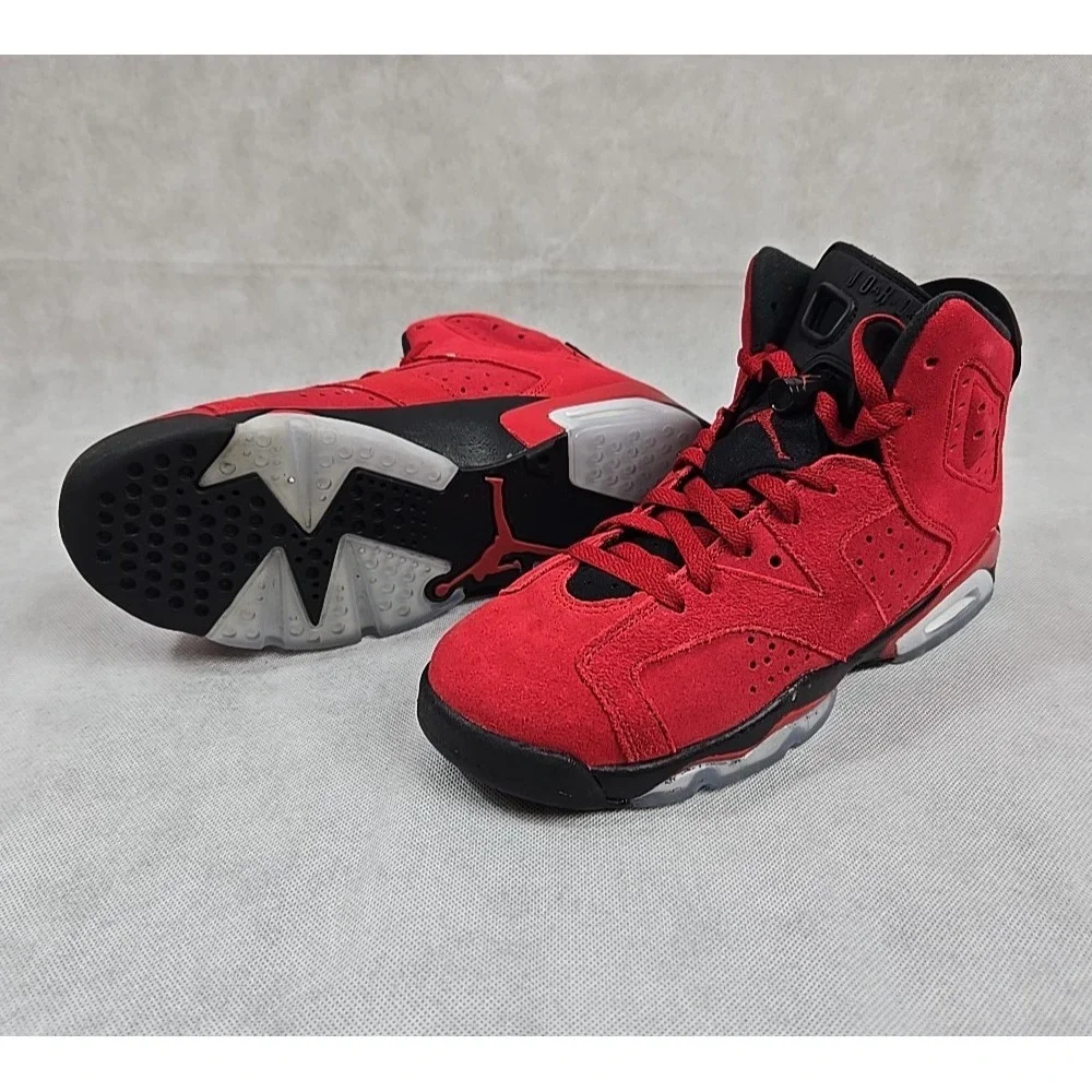 Nike Air Jordan 6 Retro Shoes Boys Size 7 Womens 8.5 Toro Bravo‎ Red Sneakers